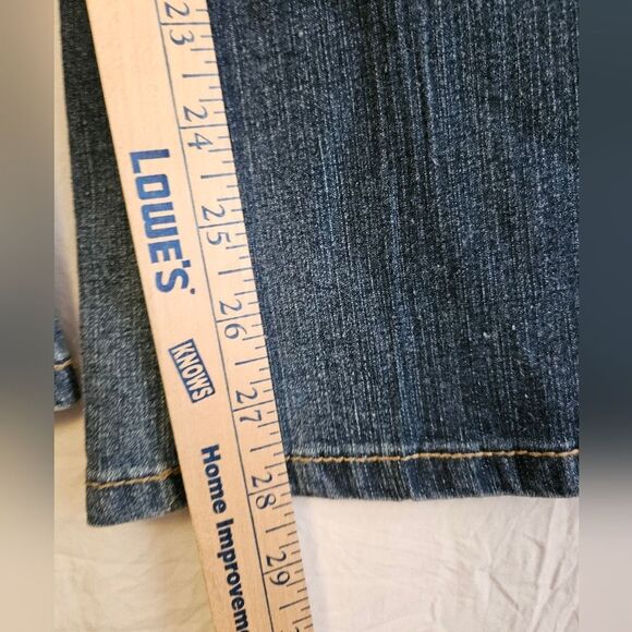 Route 66 Jeans Girl's Sz 12 (26x28) Low Rise Flare Dark Wash Floral Embroidered - Picture 6 of 10